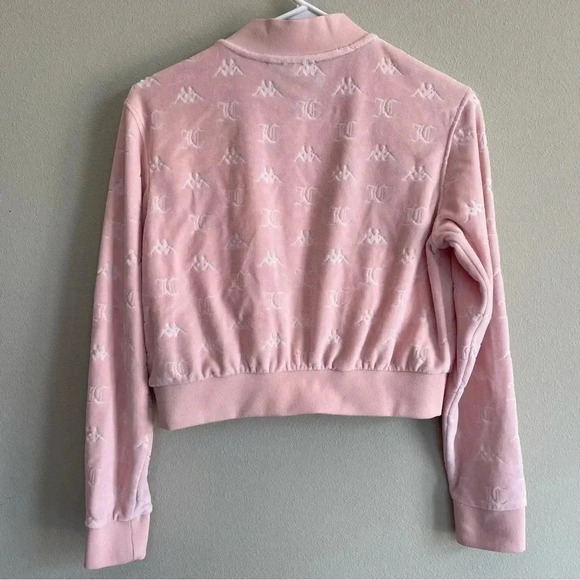 Kappa x Juicy Couture Light Pink Velour Jacket Embossed Bomber Style Pocket XS - Picture 4 of 12